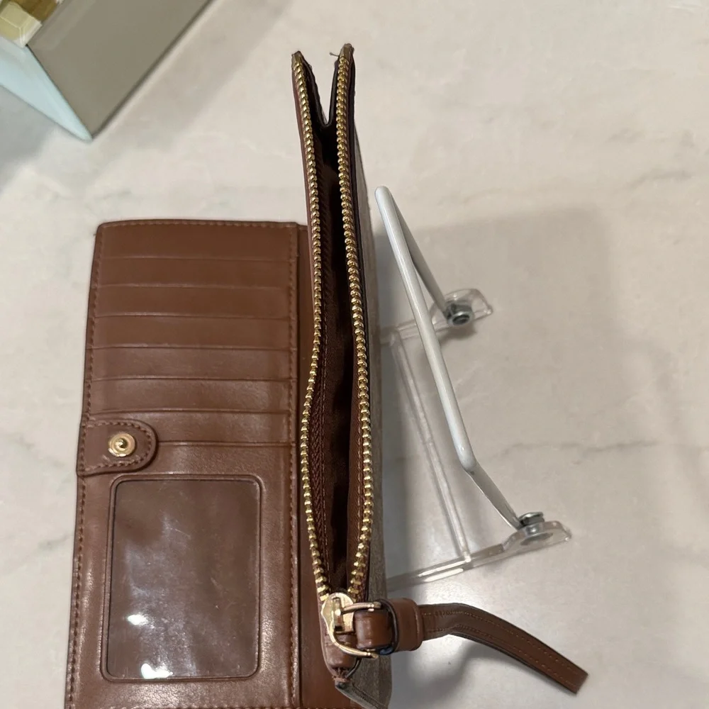 Coach Signature Brown and Tan Wristlet - Picture 4 of 8